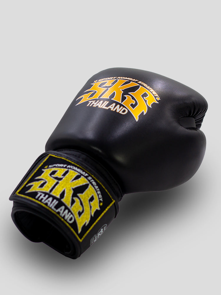 SKS SYNTHETIC MUAY THAI GLOVES (BLACK)
