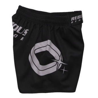 REBELLIOUS BEHAVIOR ARE YOU READY? FIGHT SHORTS (BLACK)