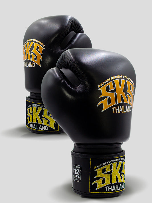 SKS SYNTHETIC MUAY THAI GLOVES (BLACK)