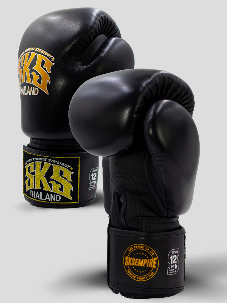 SKS SYNTHETIC MUAY THAI GLOVES (BLACK)