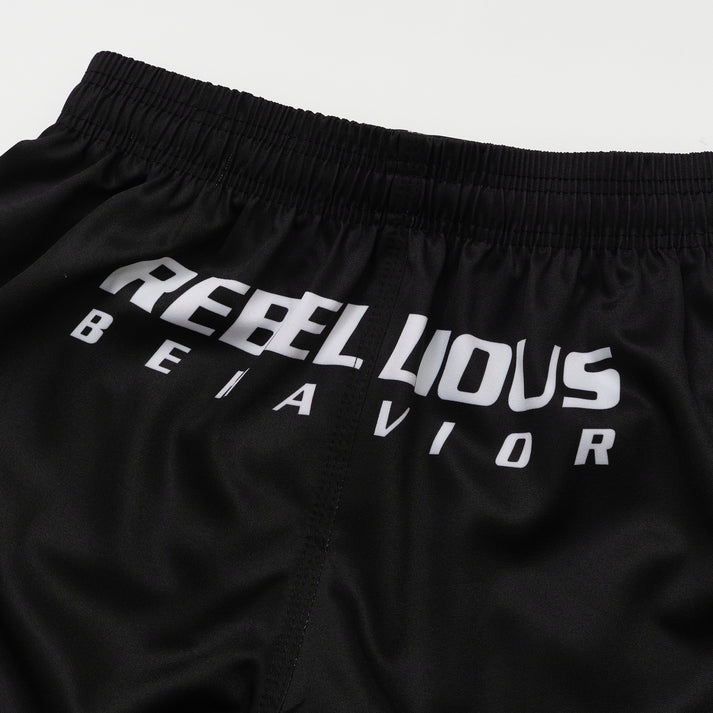 REBELLIOUS BEHAVIOR RBLS SP LOGO FIGHT SHORTS (BLACK)
