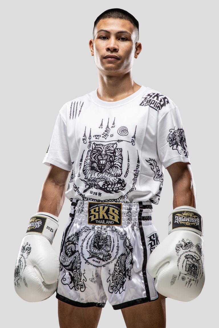 SKS EMPIRE SAKYANT TIGER & DRAGON SHORTS (WHITE)