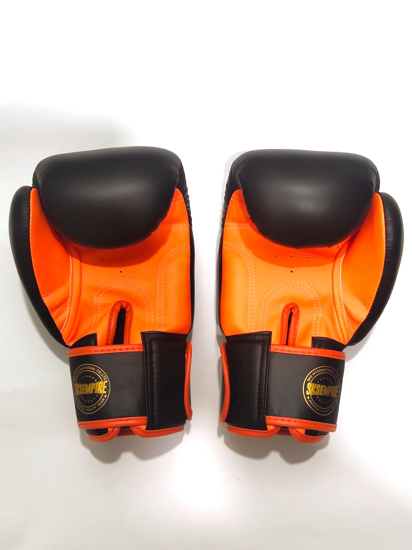 SKS SYNTHETIC MUAY THAI GLOVES (BLACK/ORANGE)
