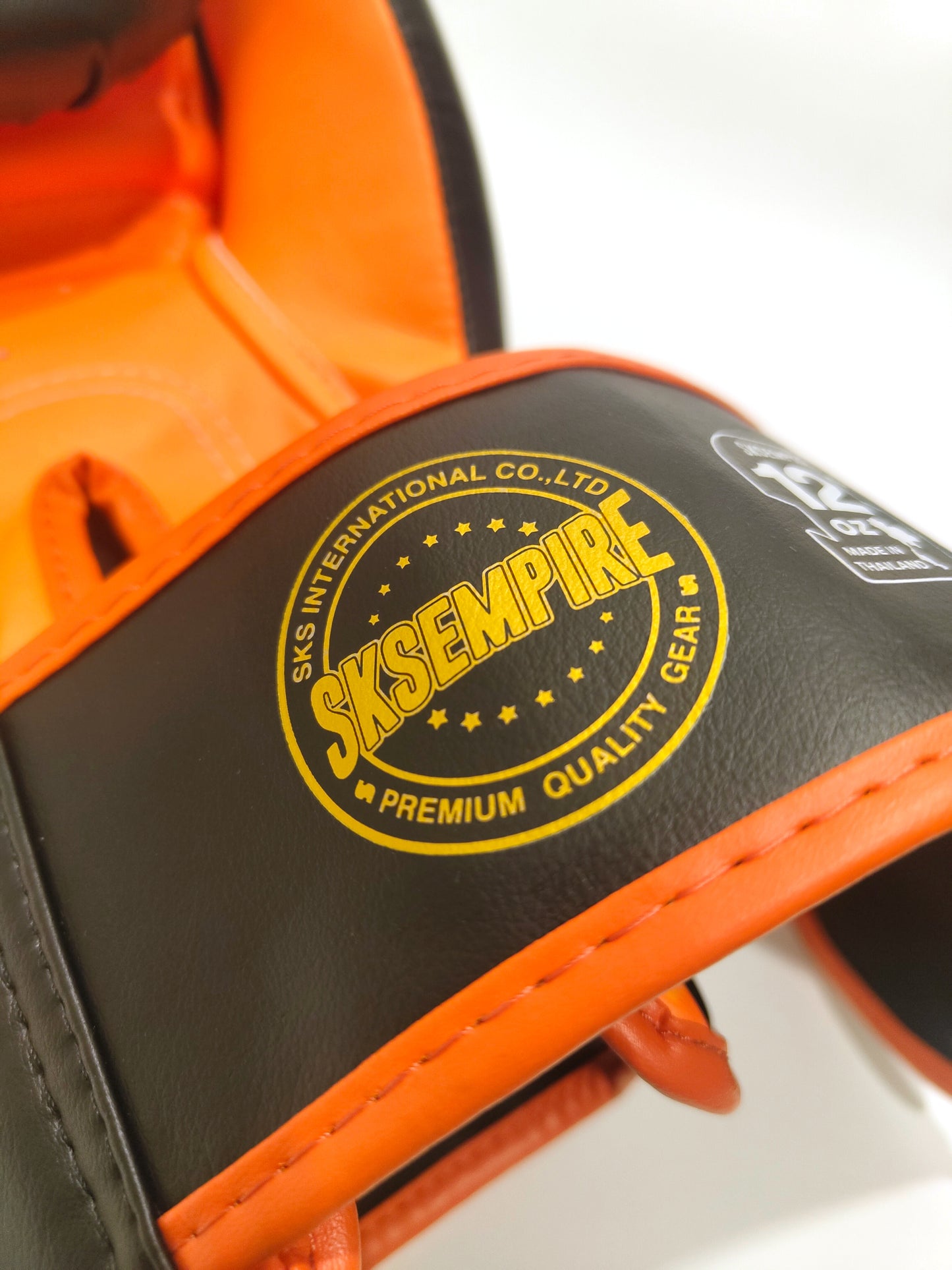 SKS SYNTHETIC MUAY THAI GLOVES (BLACK/ORANGE)