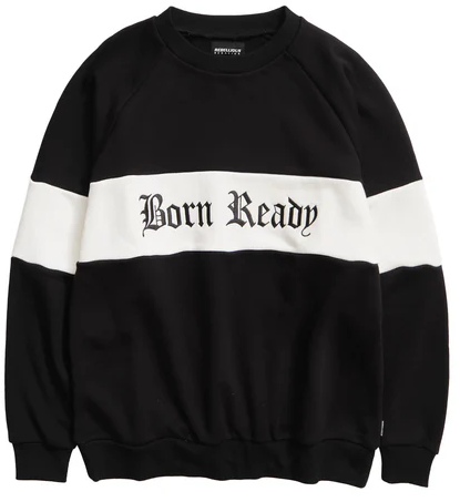 REBELLIOUS BEHAVIOR BORN READY CREW NECK SWEATER (BLACK)