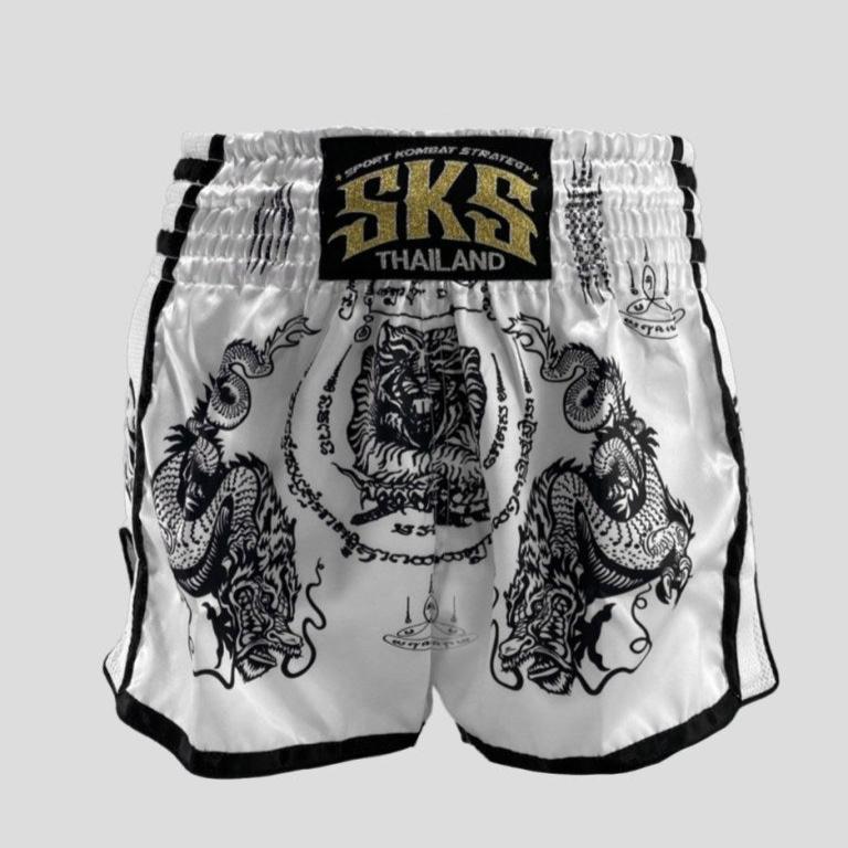 SKS EMPIRE SAKYANT TIGER & DRAGON SHORTS (WHITE)