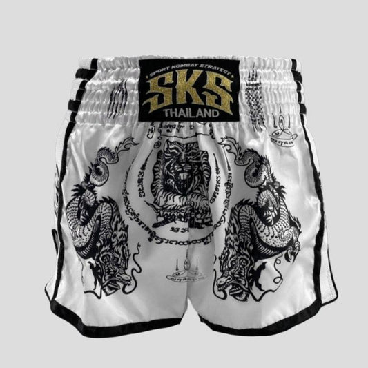 SKS EMPIRE SAKYANT TIGER & DRAGON SHORTS (WHITE)