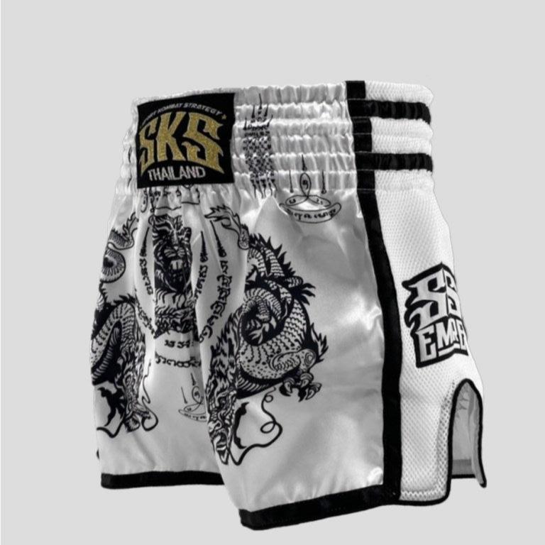 SKS EMPIRE SAKYANT TIGER & DRAGON SHORTS (WHITE)