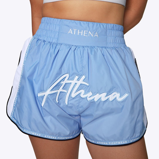 ATHENA FIGHTWEAR ALKE MUAY THAI SHORTS (LIGHT BLUE)