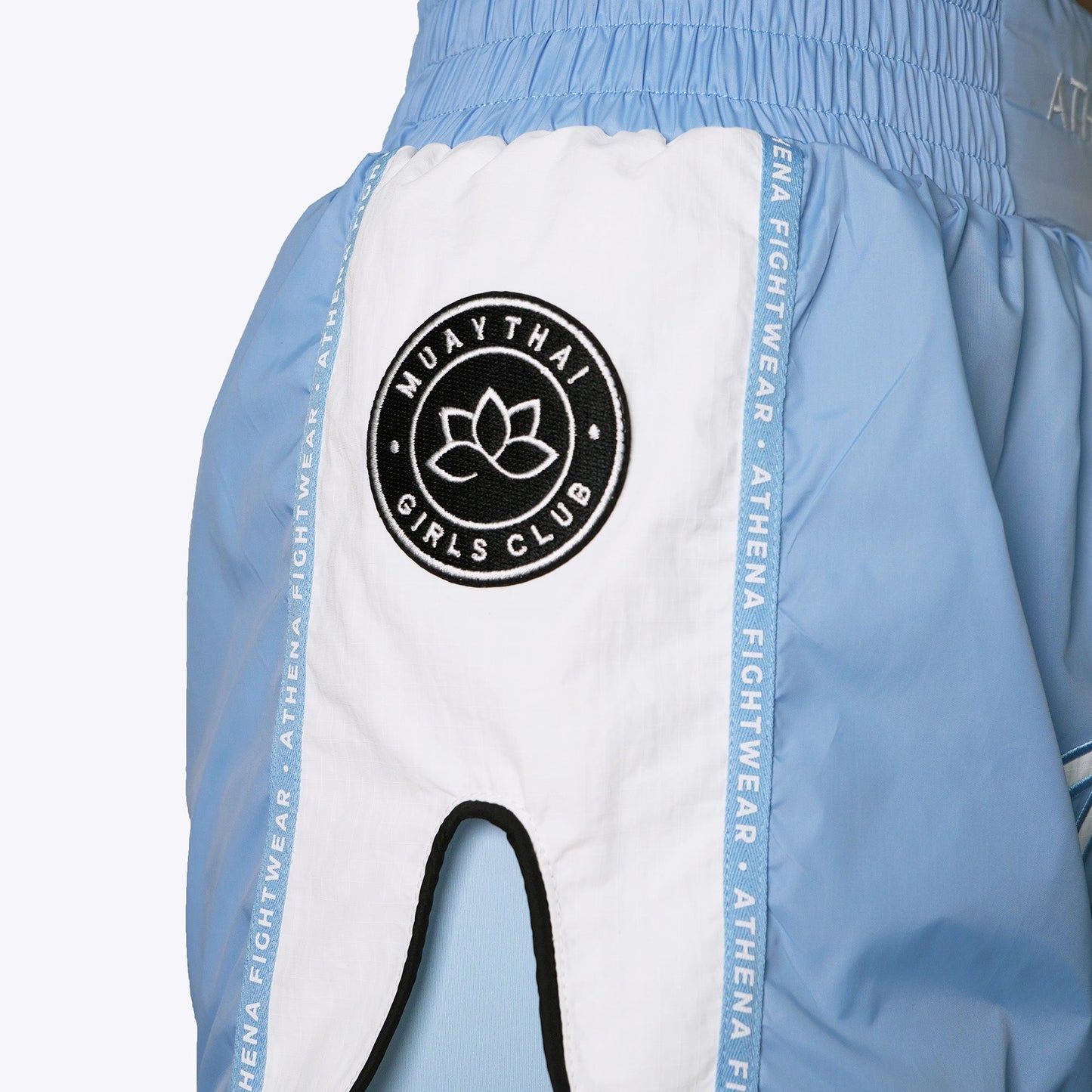 ATHENA FIGHTWEAR ALKE MUAY THAI SHORTS (LIGHT BLUE)