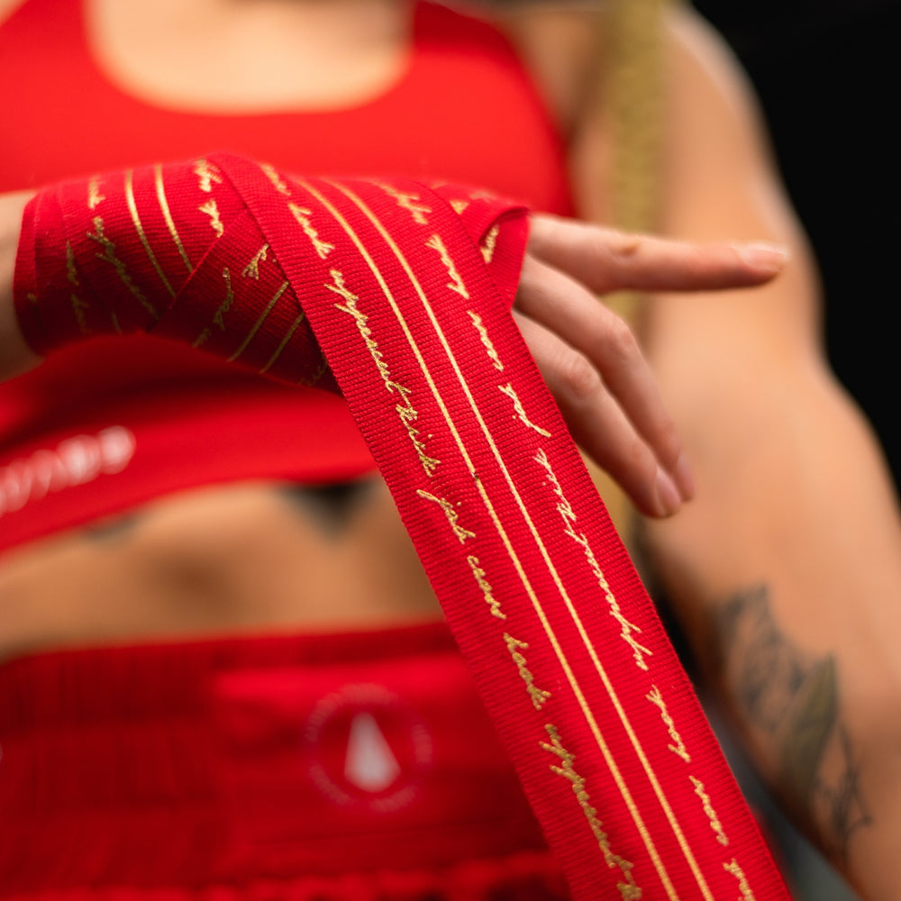 ATHENA FIGHTWEAR NERIO HANDWRAP (RED / GOLD)