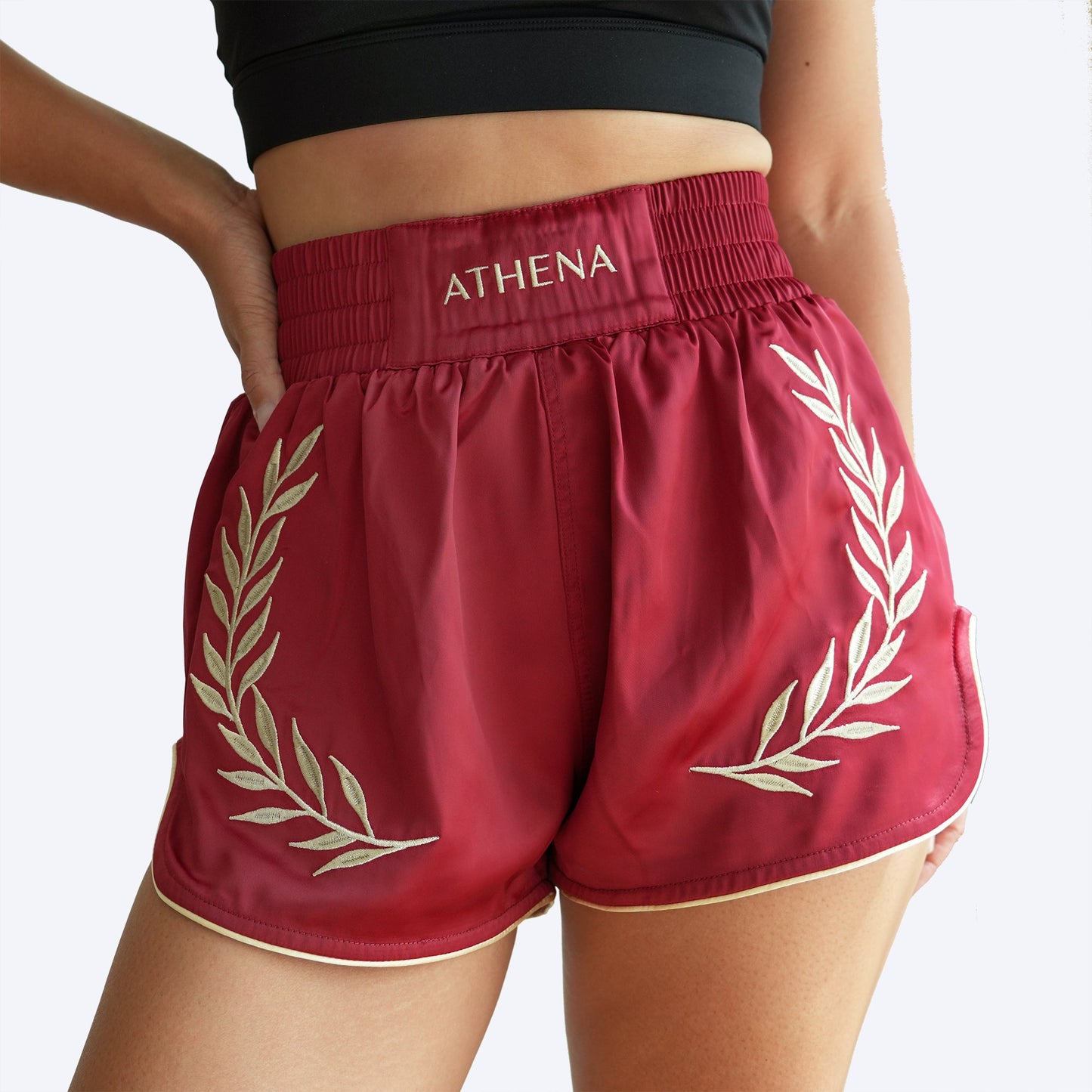 ATHENA FIGHTWEAR ATHENA MUAY THAI SHORTS (CRIMSON)