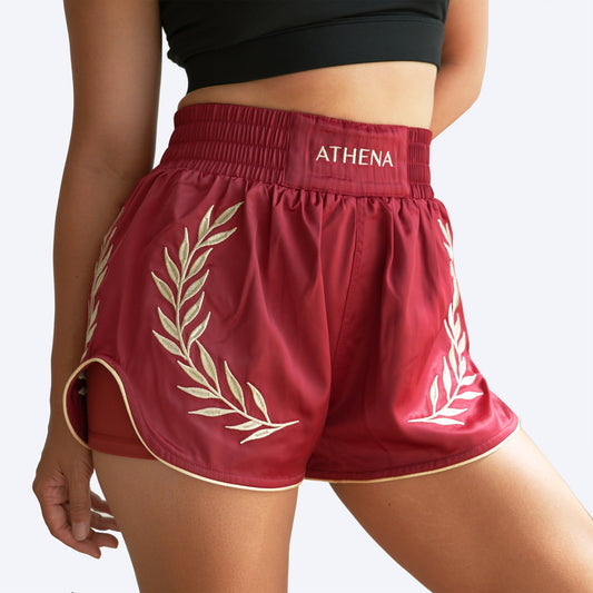 ATHENA FIGHTWEAR ATHENA MUAY THAI SHORTS (CRIMSON)
