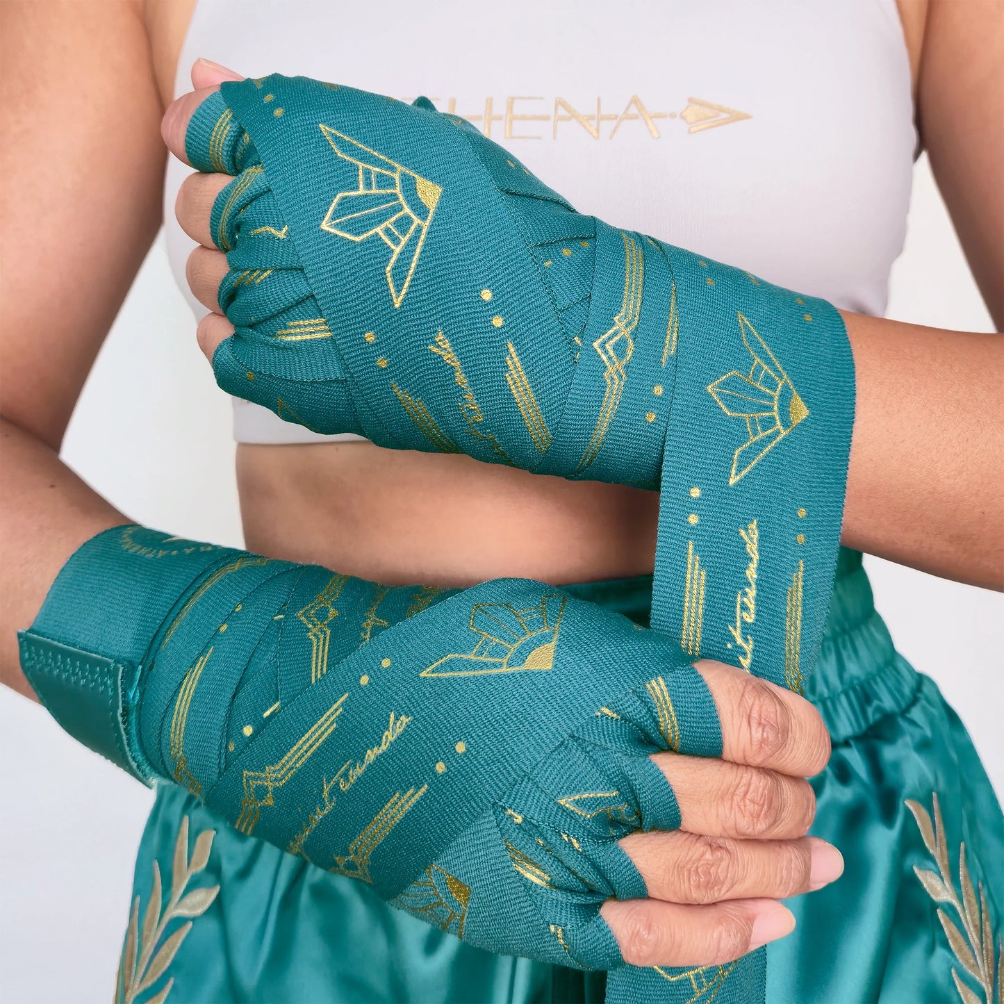 ATHENA FIGHTWEAR DIANA HANDWRAP (TEAL / GOLD)