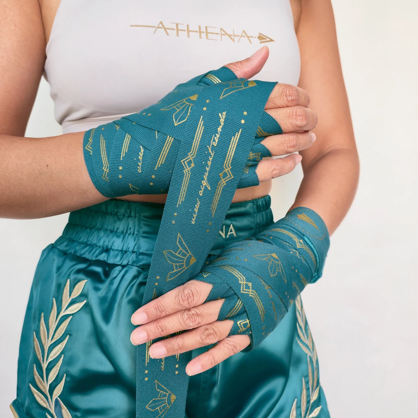 ATHENA FIGHTWEAR DIANA HANDWRAP (TEAL / GOLD)