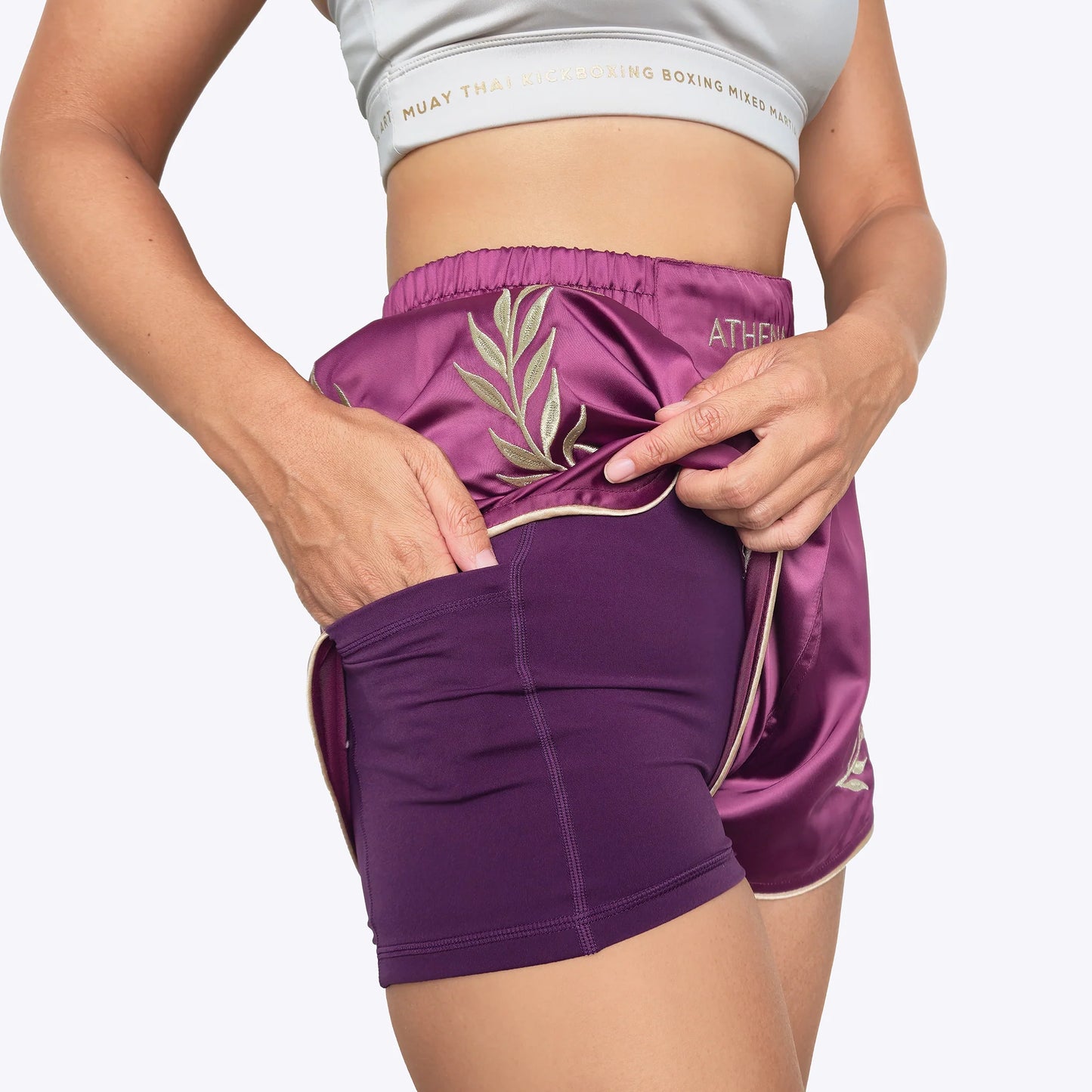 ATHENA FIGHTWEAR ATHENA MUAY THAI SHORTS (PLUM)