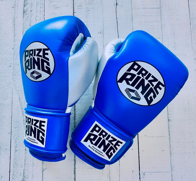 "Professional SS" Prize Ring Boxing Gloves (Blue/Silver/White)