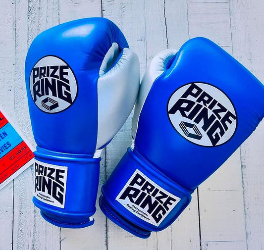 "Professional SS" Prize Ring Boxing Gloves (Blue/Silver/White)