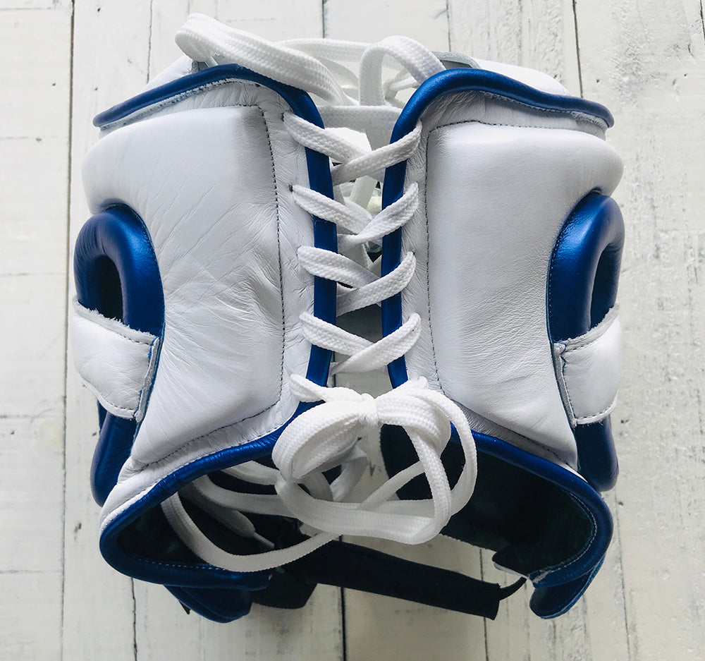 "Pro-training" Prize Ring Head guard (White/Shiny Blue)