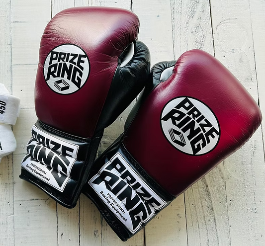 "Professional SX" Lace-Up Prize Ring Boxing Gloves (Maroon/Black)
