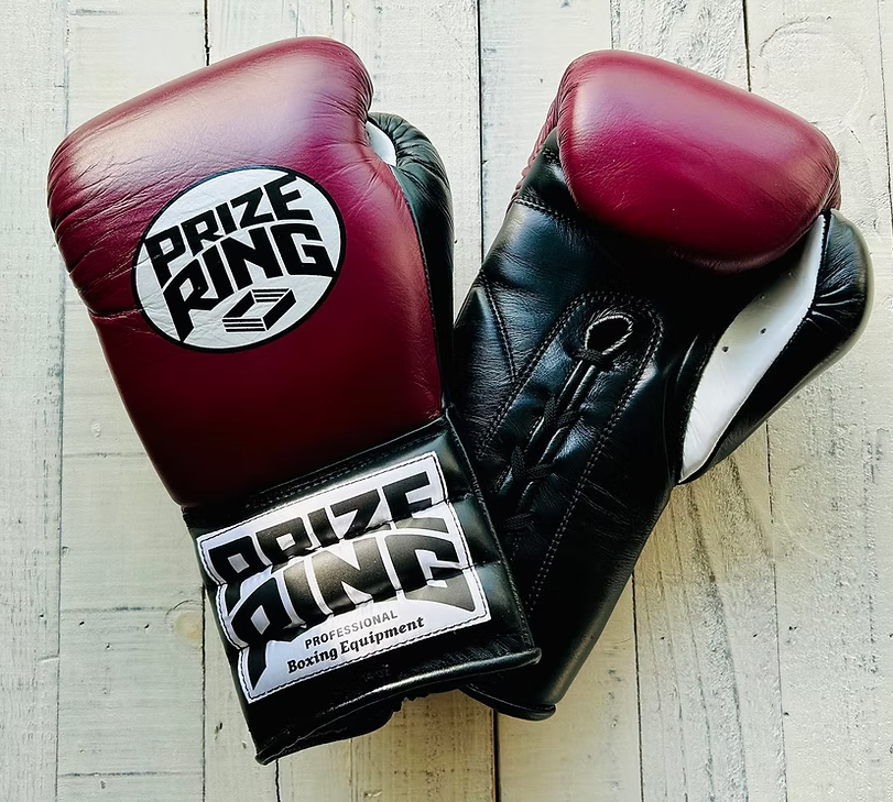"Professional SX" Lace-Up Prize Ring Boxing Gloves (Maroon/Black)