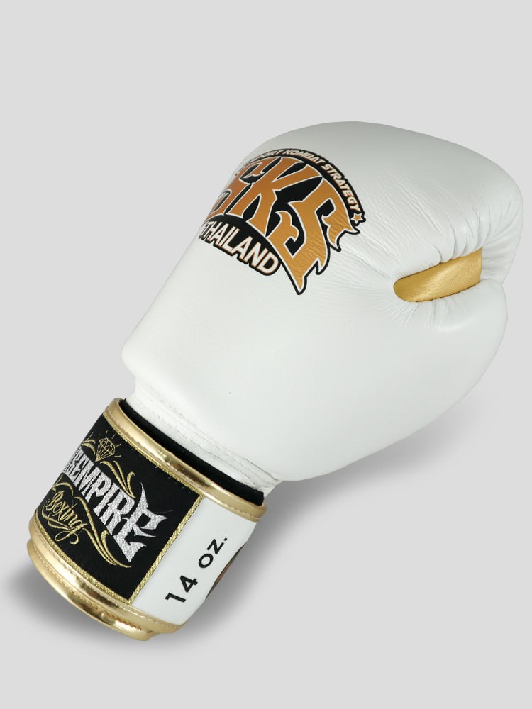 SKS MUAY THAI GLOVES (WHITE/GOLD)
