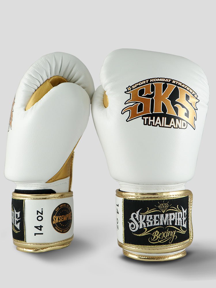 SKS MUAY THAI GLOVES (WHITE/GOLD)