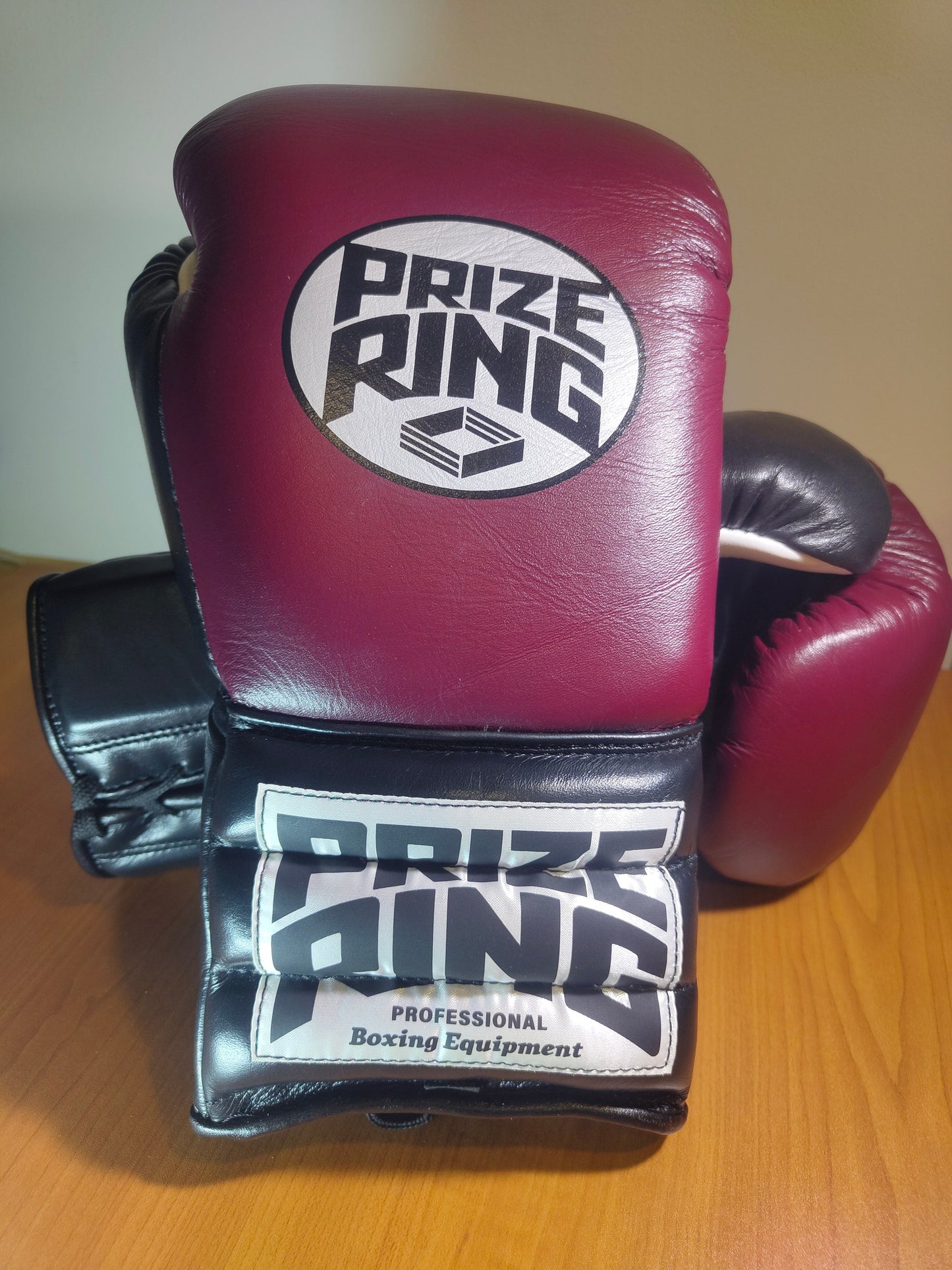 "Professional SX" Lace-Up Prize Ring Boxing Gloves (Maroon/Black)