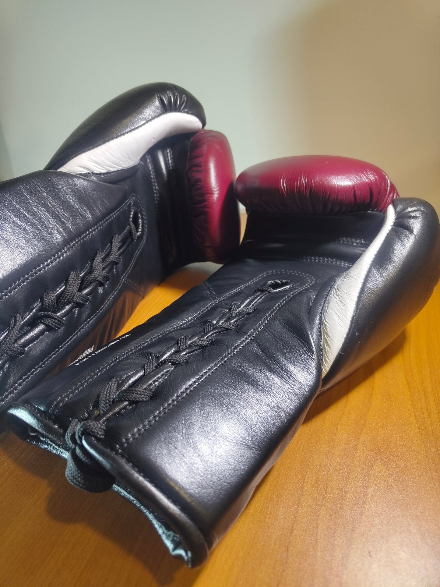 "Professional SX" Lace-Up Prize Ring Boxing Gloves (Maroon/Black)