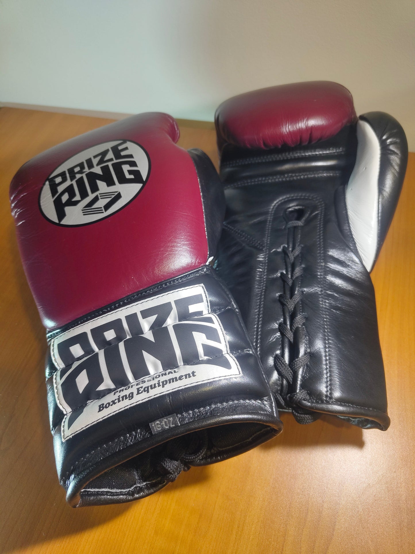 "Professional SX" Lace-Up Prize Ring Boxing Gloves (Maroon/Black)