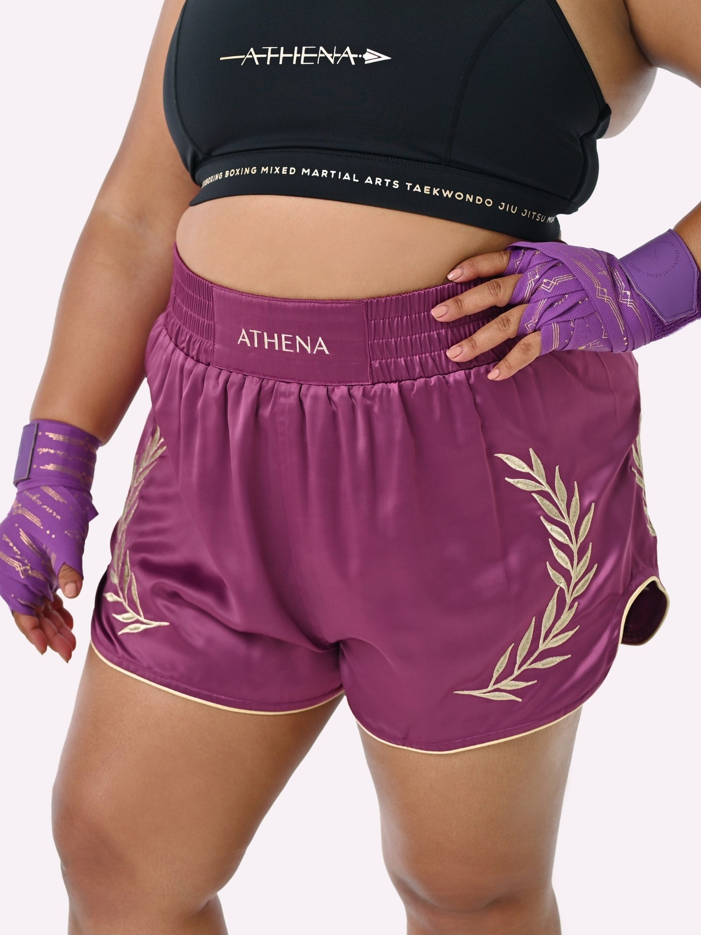 ATHENA FIGHTWEAR ATHENA MUAY THAI SHORTS (PLUM)