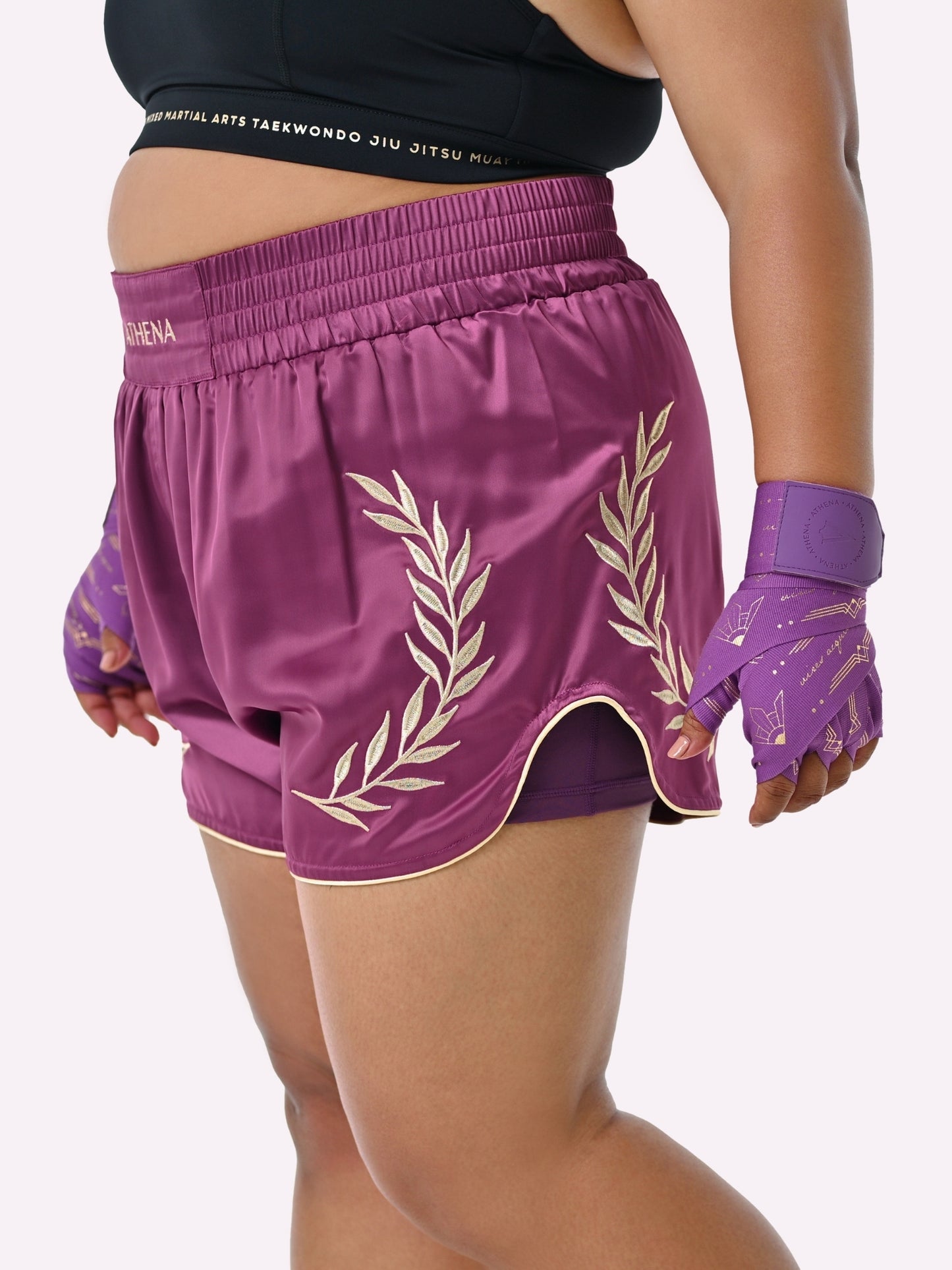 ATHENA FIGHTWEAR ATHENA MUAY THAI SHORTS (PLUM)