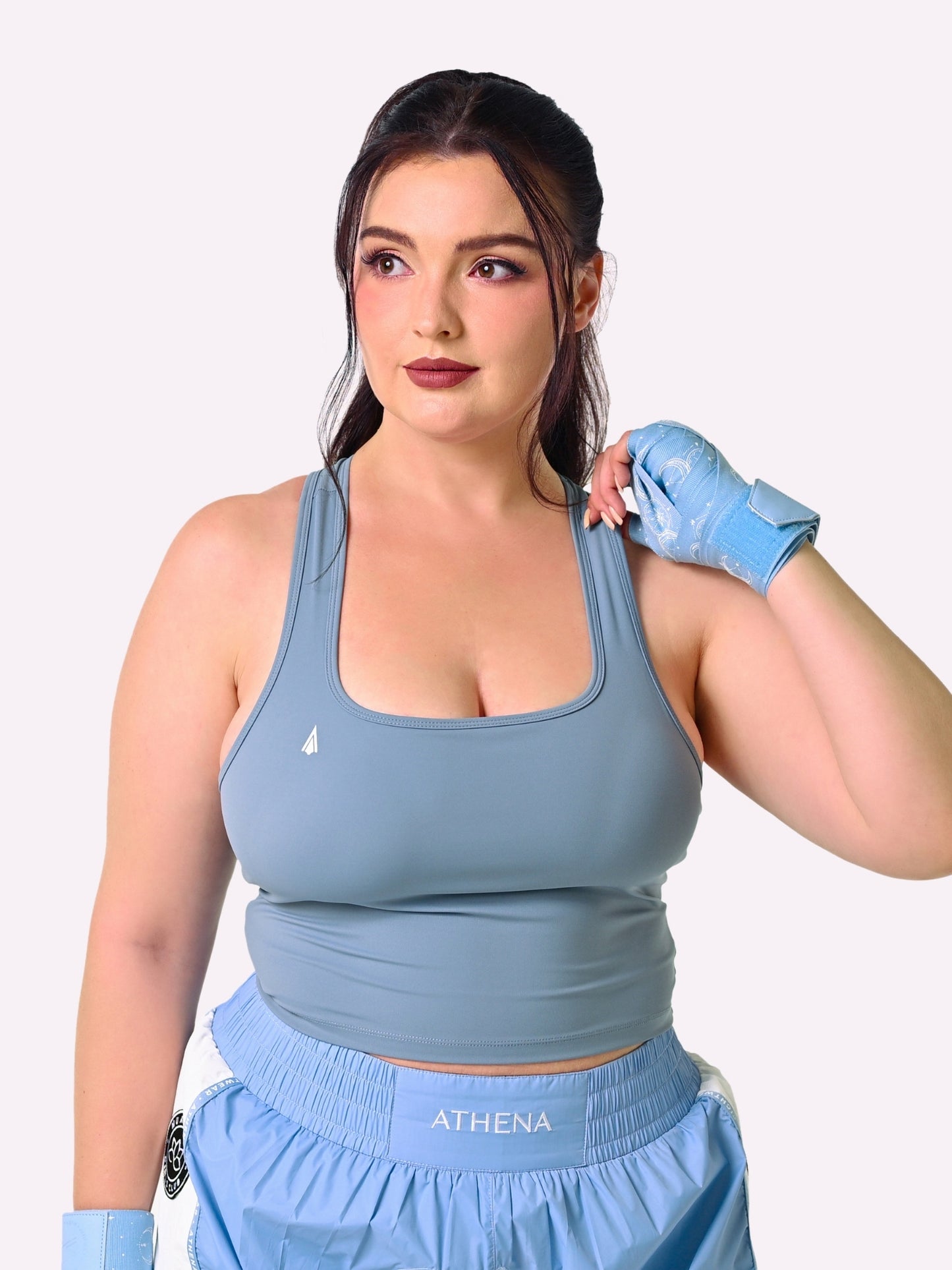 ATHENA FIGHTWEAR DIANA BUILT IN BRA CROP TOP (LIGHT BLUE)