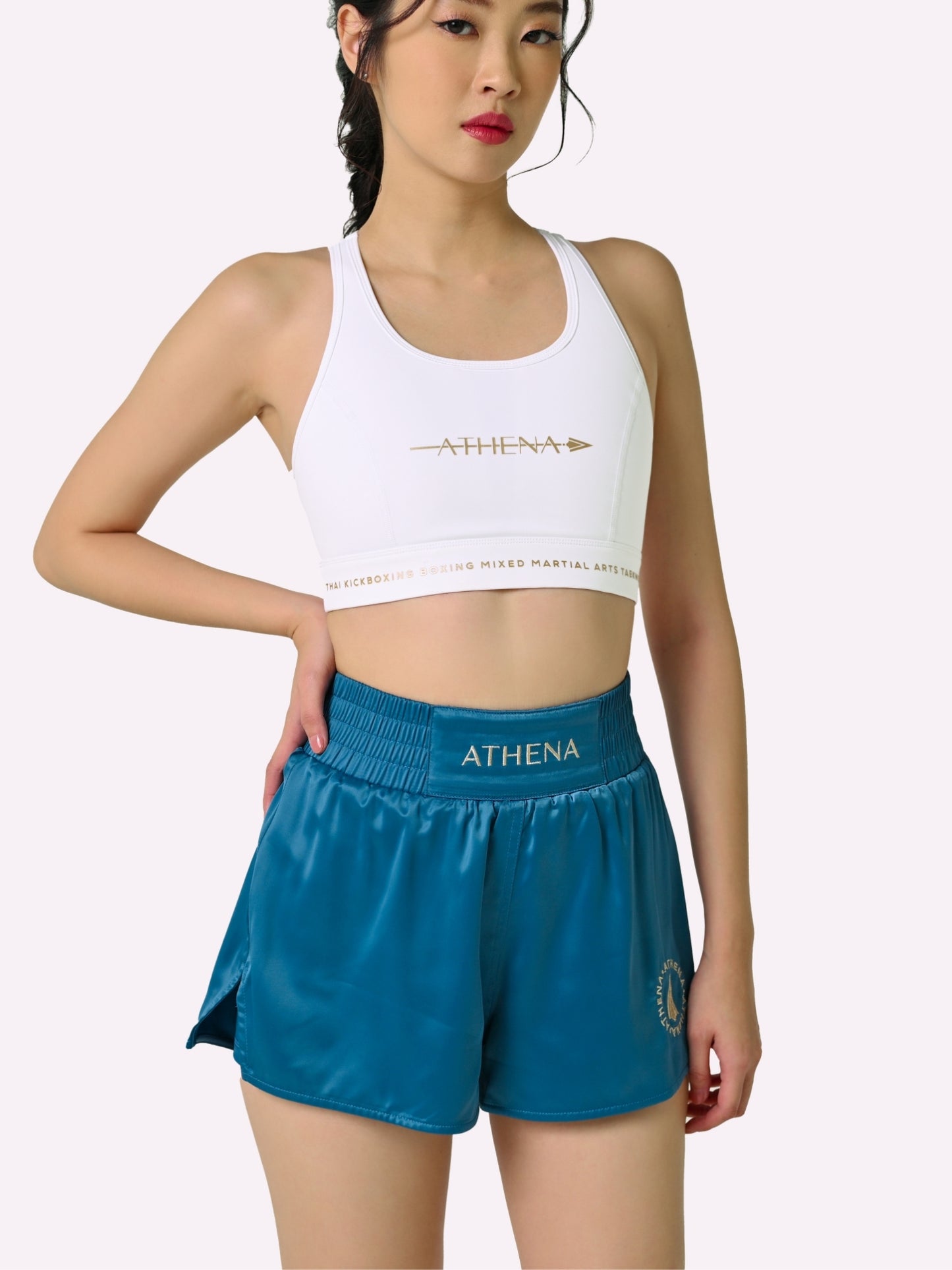 ATHENA FIGHTWEAR ENYO MUAY THAI SHORTS (CERULEAN)
