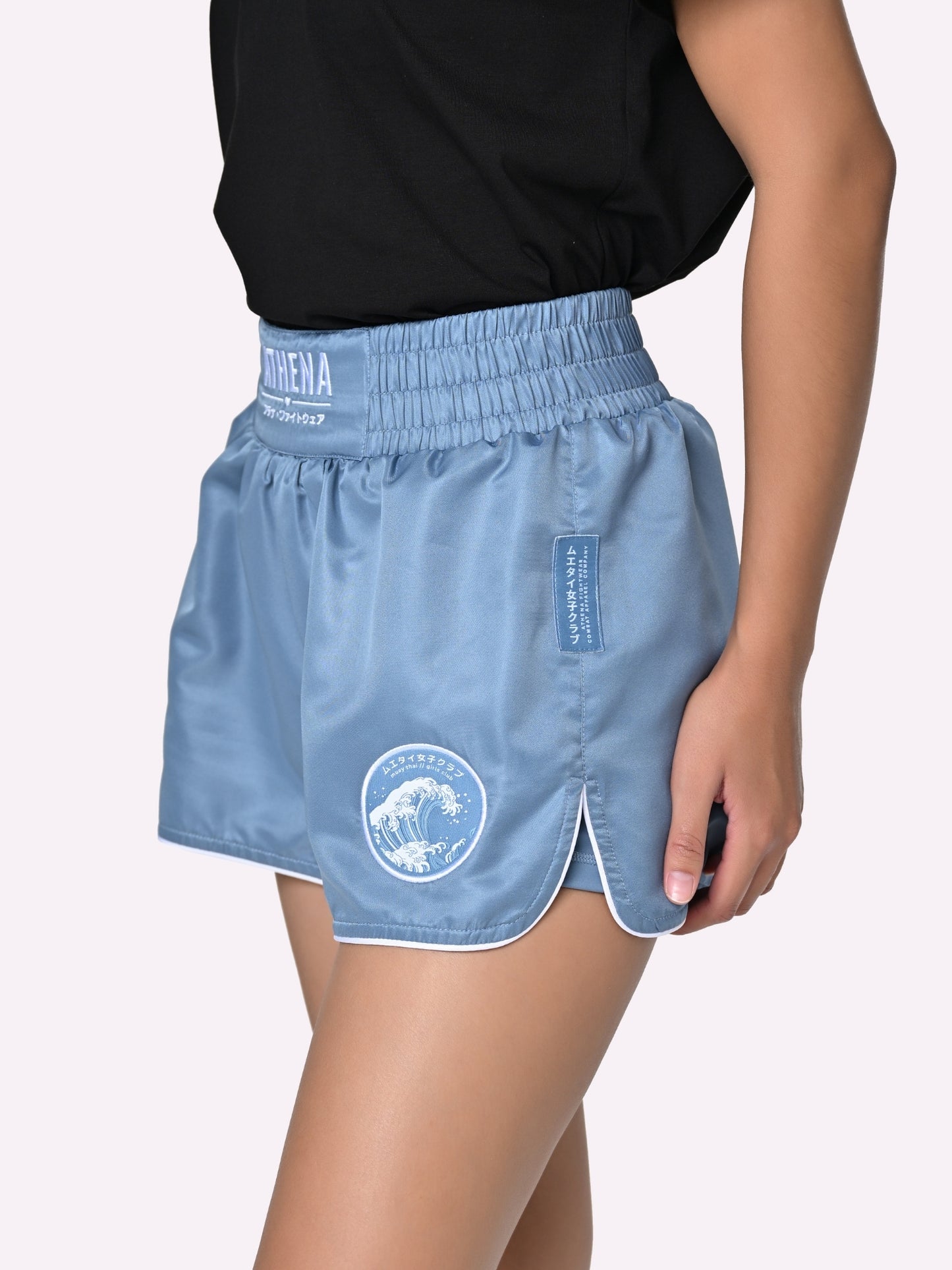 ATHENA FIGHTWEAR RYOKO MUAY THAI SHORTS (ASH BLUE)