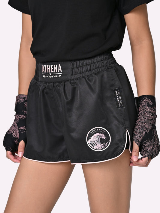 ATHENA FIGHTWEAR RYOKO MUAY THAI SHORTS (BLACK/PINK)