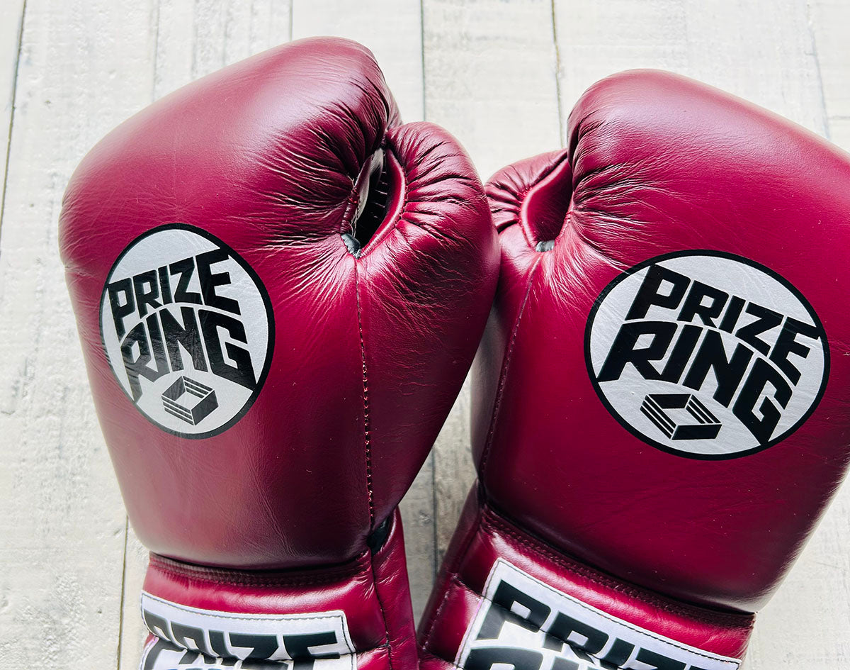 "Professional SX" Lace-Up Prize Ring Boxing Gloves (Maroon)