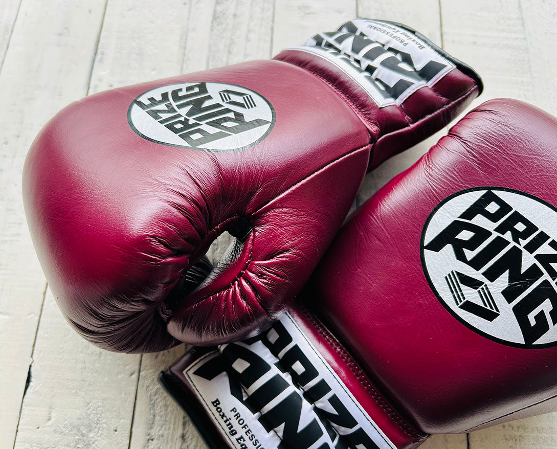 "Professional SX" Lace-Up Prize Ring Boxing Gloves (Maroon)