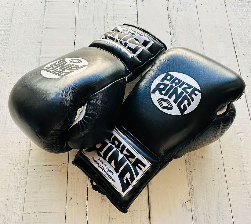 "Professional SX" Lace-Up Prize Ring Boxing Gloves (Black)