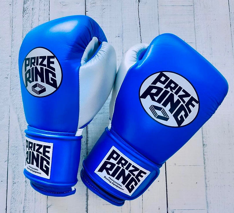 "Professional SS" Prize Ring Boxing Gloves (Blue/Silver/White)