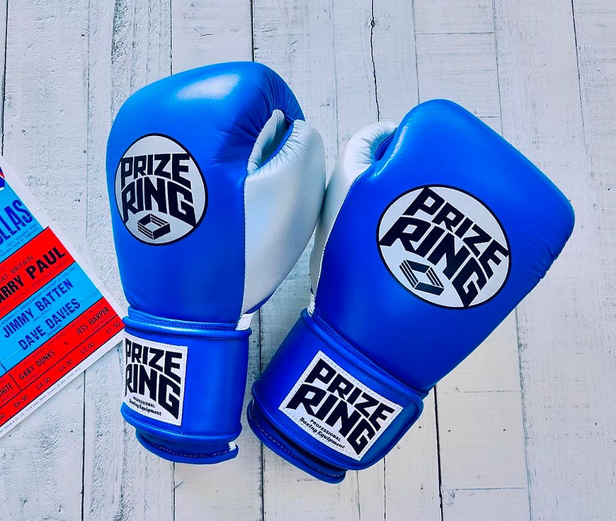 "Professional SS" Prize Ring Boxing Gloves (Blue/Silver/White)