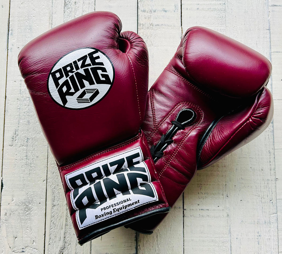"Professional SX" Lace-Up Prize Ring Boxing Gloves (Maroon)