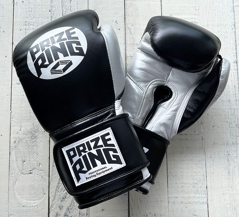 "Professional SS" Prize Ring Boxing Gloves (Black/Silver)
