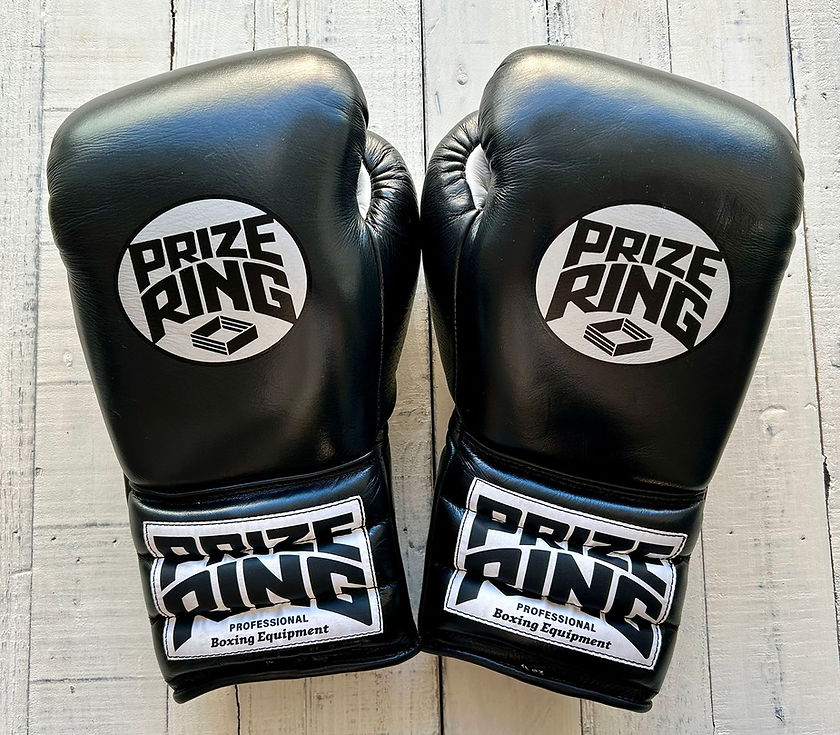 "Professional SX" Lace-Up Prize Ring Boxing Gloves (Black)