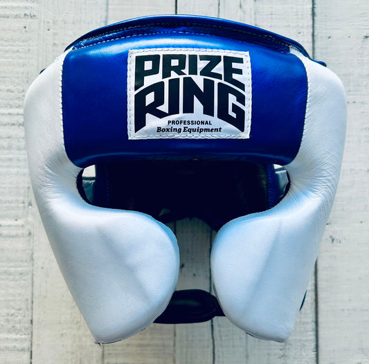 "Pro-training" Prize Ring Head guard (White/Shiny Blue)