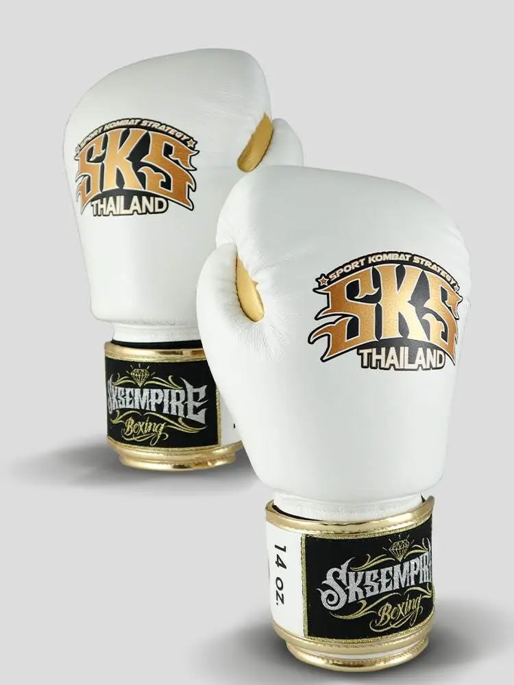 SKS MUAY THAI GLOVES (WHITE/GOLD)