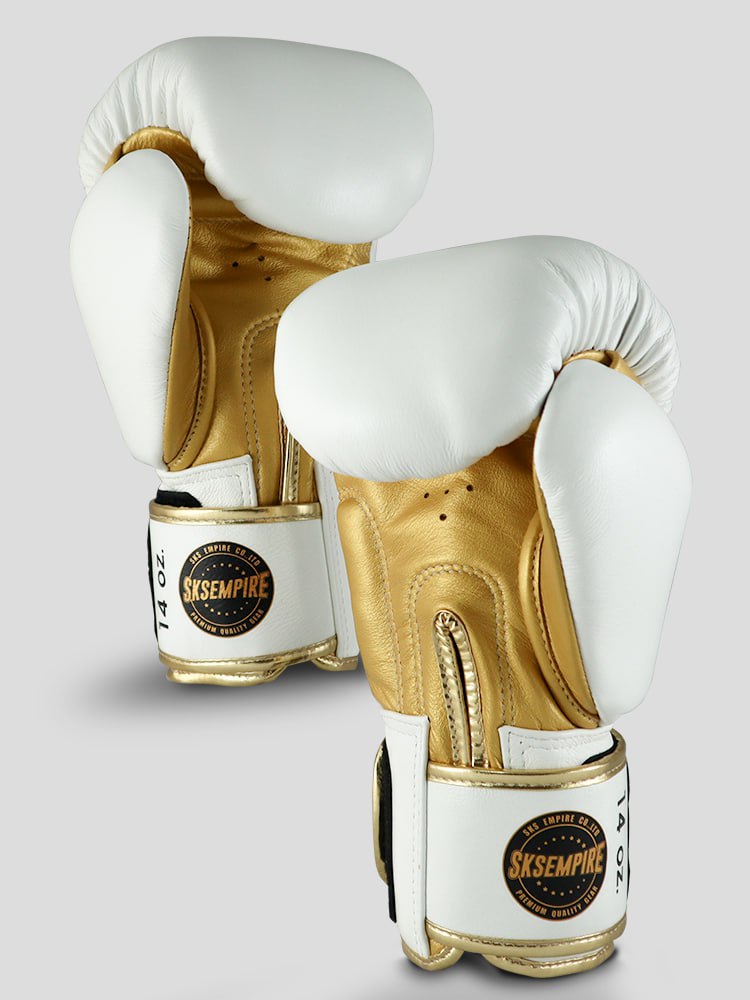 SKS MUAY THAI GLOVES (WHITE/GOLD)