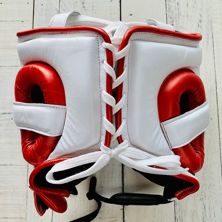 "Pro-training" Prize Ring Head guard (White/Metallic Red)