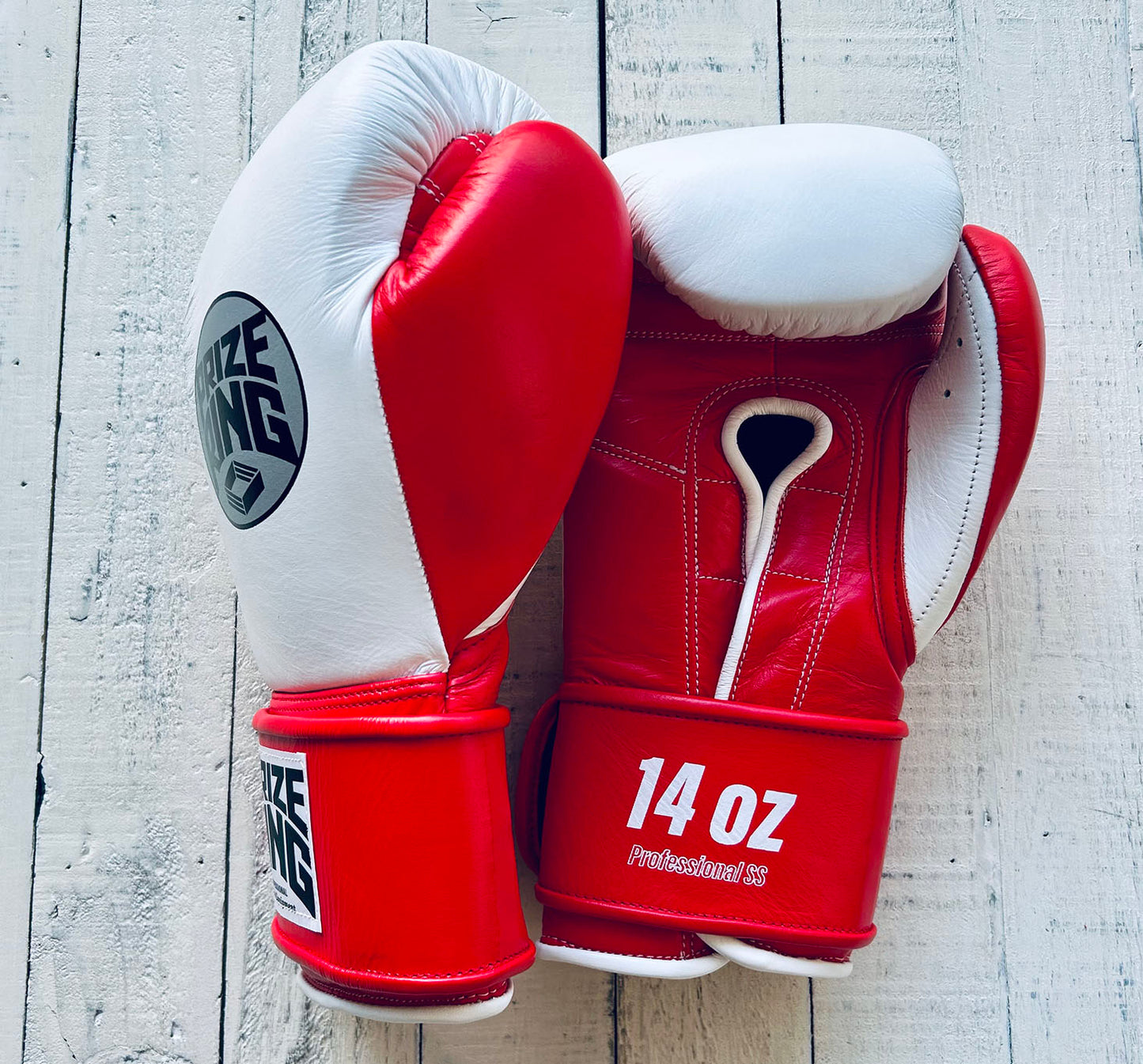 "Professional SS" Prize Ring Boxing Gloves (White/Red)