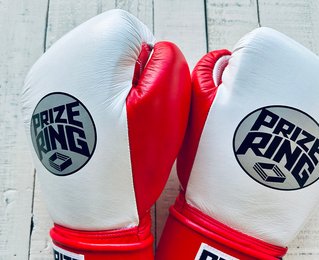 "Professional SS" Prize Ring Boxing Gloves (White/Red)